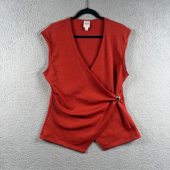 Maeve Tops - Maeve Anthropologie Rust Orange Wrap Knit Top Ring Detail Sleeveless Large